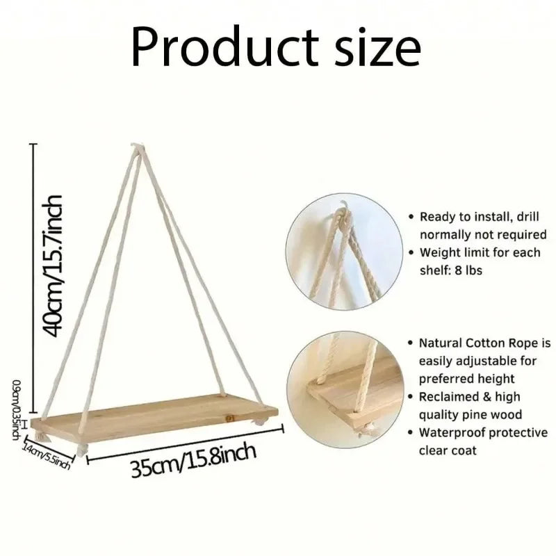 Wooden Floating Swing Shelf