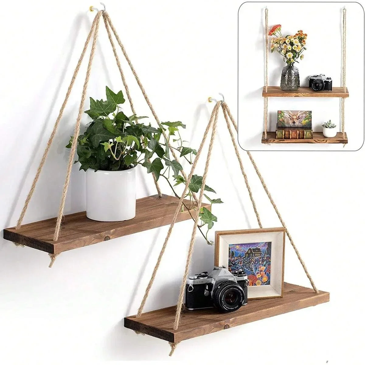 Wooden Floating Swing Shelf