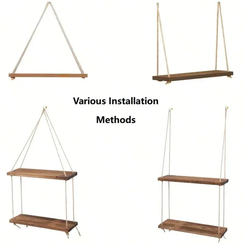 Wooden Floating Swing Shelf