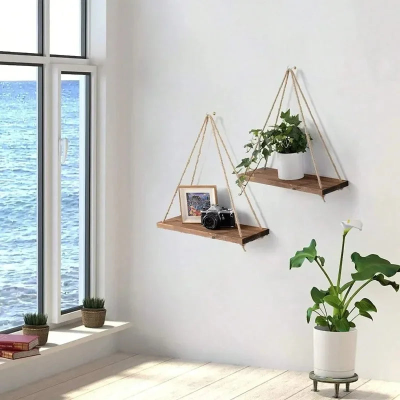 Wooden Floating Swing Shelf